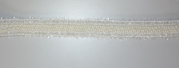 Luxe ribbon with Pearls 20mm (25 yard), White